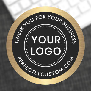 Sticker Rond Logo golden gradient border business merci