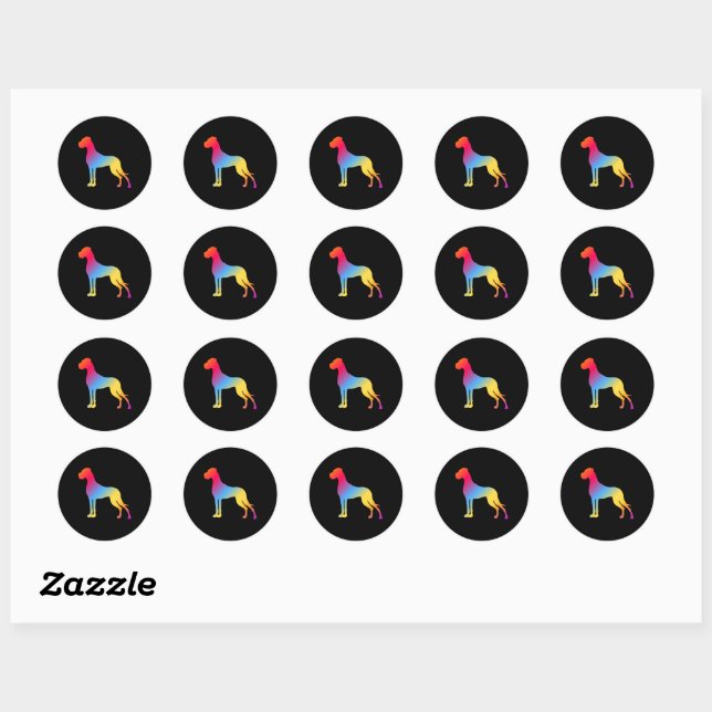 Sticker Rond logo grand danois psychédélique (Feuille)