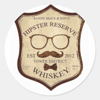 Sticker Rond logo hipster whiskey