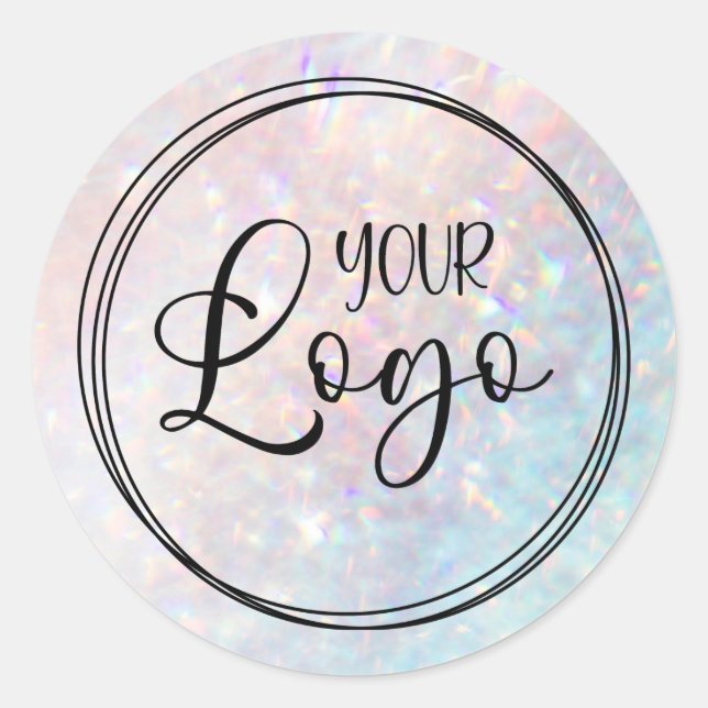 Sticker Rond Logo Holographique Abstrait Quartz Flou (Devant)