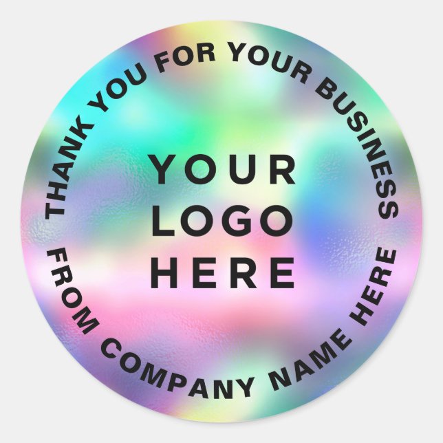 Sticker Rond Logo Holographique du Merci d'affaires (Devant)