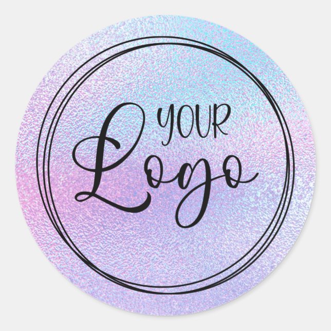 Sticker Rond Logo holographique en feuille de faux violet (Devant)