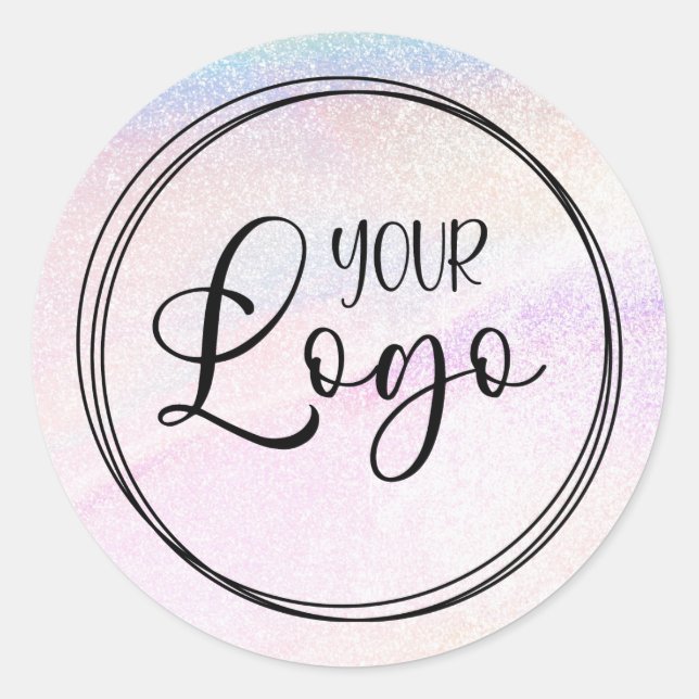 Sticker Rond Logo Holographique Parties scintillant arc-en-ciel (Devant)