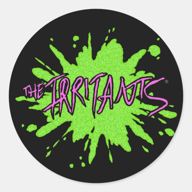 Sticker Rond Logo Irritants Splat Rose/Vert (Devant)