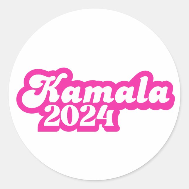 Sticker Rond Logo Kamala Harris girly Pink 2024 (Devant)