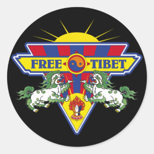 Sticker Rond Logo libre de drapeau du Thibet