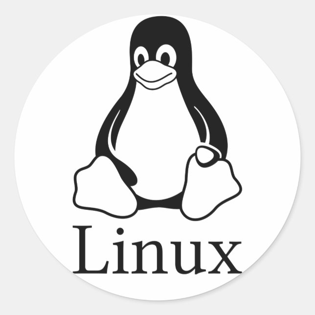 Sticker Rond Logo Linux avec Tux le Penguin Linux (Devant)