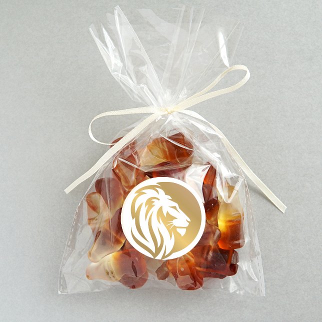 Sticker Rond Logo Lion Doré Simple (Créateur téléchargé)