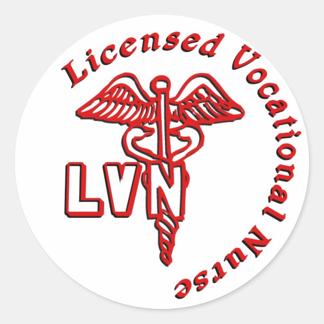 STICKER ROND LOGO LVN CADUCEUS INFIRMIER PROFESSIONNEL AUTORISÉ (Devant)
