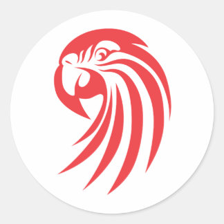 Sticker Rond Logo Macaw Rouge Personnalisé