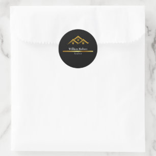 Sticker Rond Logo Maison Dorée Immobilier Agent Immobilier Mode