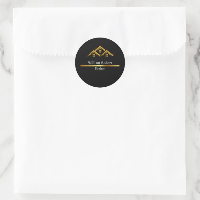 Sticker Rond Logo Maison Dorée Immobilier Agent Immobilier Mode (Sac)