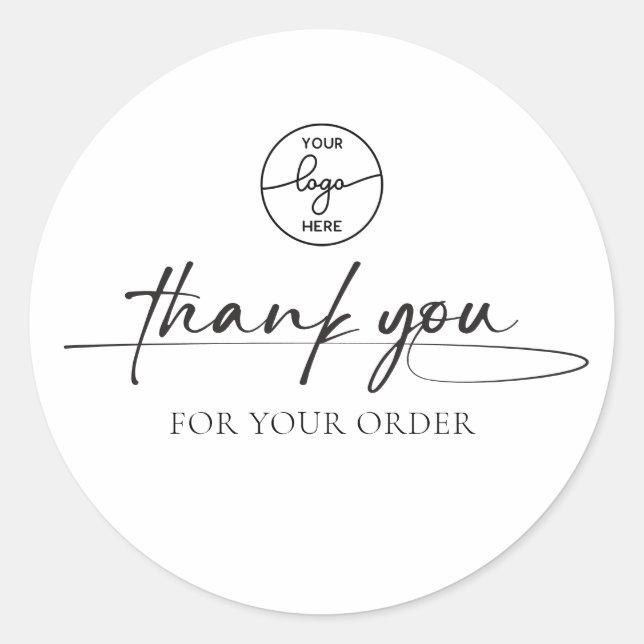 Sticker Rond Logo manuscrit du Merci client moderne (Devant)