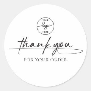 Sticker Rond Logo manuscrit du Merci client moderne
