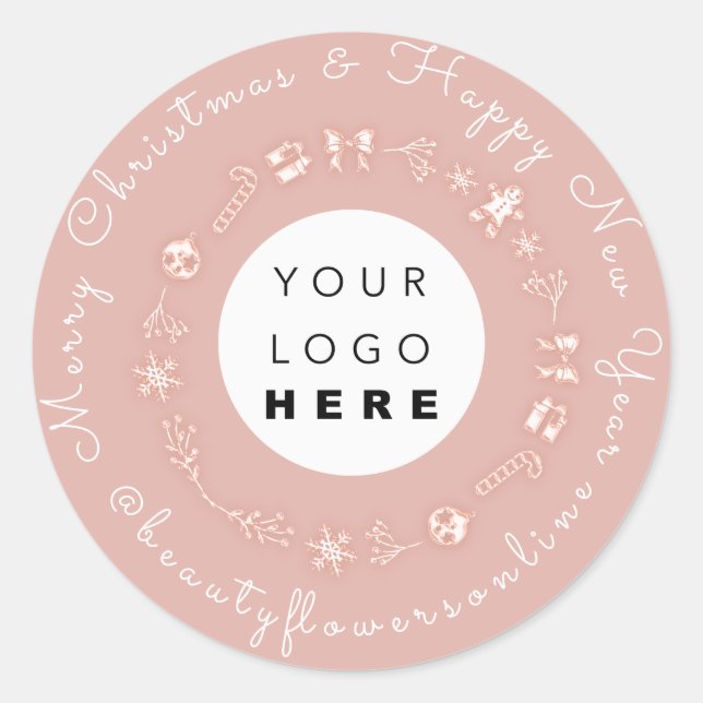 Sticker Rond Logo Merci Arbre de Noël Joyeux Noël (Devant)