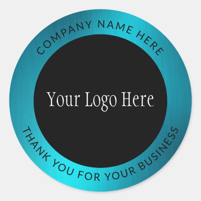 Sticker Rond Logo Merci Business Turquoise Metallic (Devant)