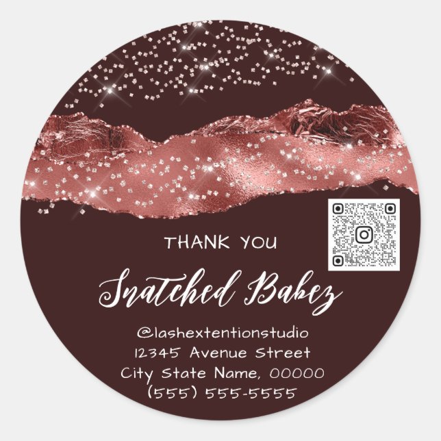 Sticker Rond Logo Merci Cosmétique Code QR Burgundy Strots (Devant)