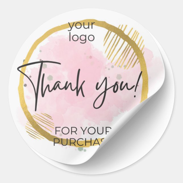 Sticker Rond Logo Merci Rose et Or (Devant)