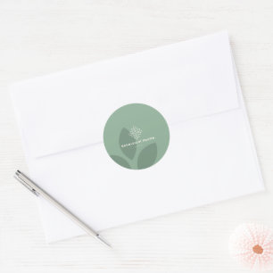 Sticker Rond Logo minimaliste de santé de feuille de sauge vert