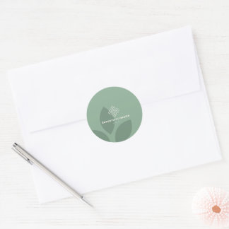 Sticker Rond Logo minimaliste de santé de feuille de sauge vert