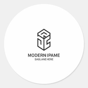 Sticker Rond Logo minimaliste d'entreprise moderne noir et blan