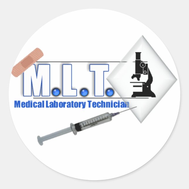 STICKER ROND LOGO MLT W/ MICROSCOPE - TECHNIQUE LABORATOIRE MÉD (Devant)