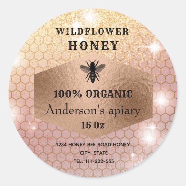 Sticker Rond Logo moderne élégant rose en or brillant (Devant)