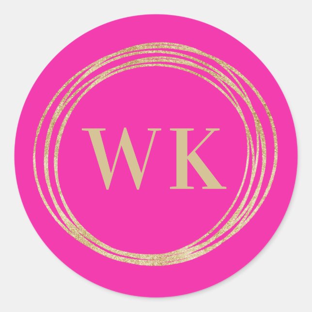 Sticker Rond Logo Monogram Pink Gold Business (Devant)