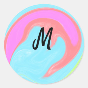 Sticker Rond logo monogramme minimaliste simple personnalisé bo