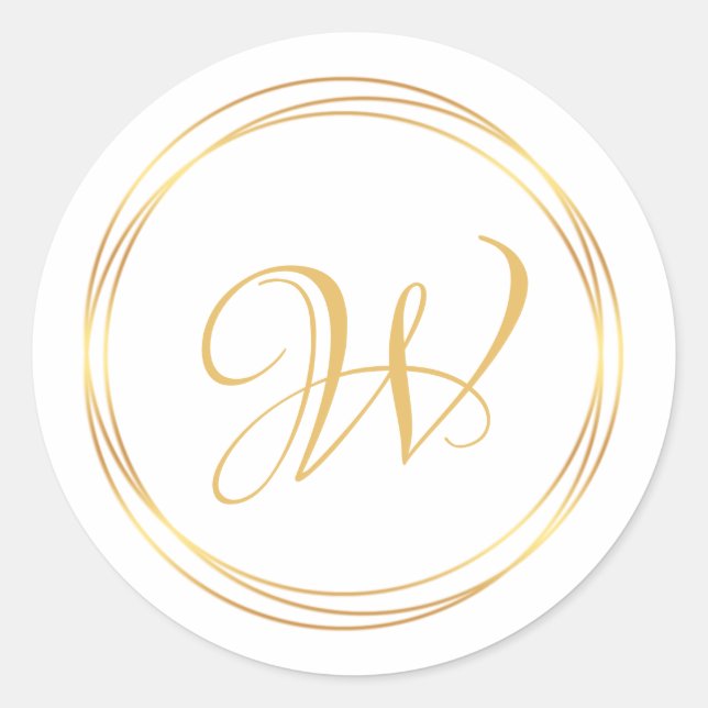 Sticker Rond Logo monogramme moderne en cercle doré (Devant)