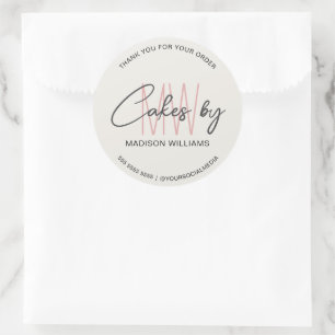 Sticker Rond Logo Monogramme personnalisé de gâteau de boulange