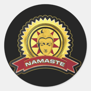 Sticker Rond Logo Namaste Bouddha