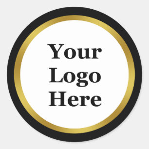 Sticker Rond Logo noir, blanc et or Votre logo ici Modèle