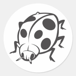 Sticker Rond Logo noir frais de tatouage de coccinelle