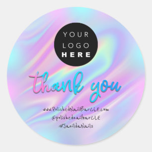 Sticker Rond Logo Nom de la société Merci Holographe Abstrait