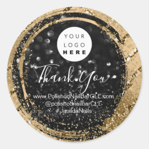 Sticker Rond Logo Nom de l'entreprise Merci Shopping Parties sc
