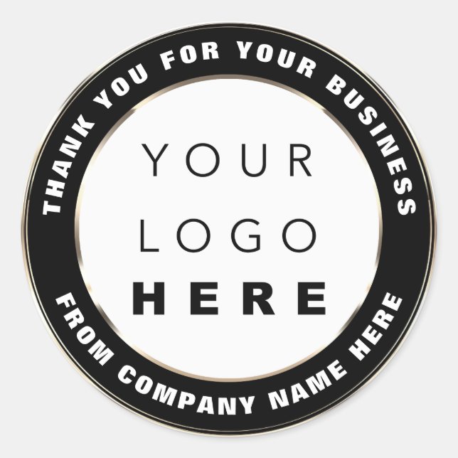 Sticker Rond Logo Nom Merci Web Shopping Faux Sepia Gold (Devant)