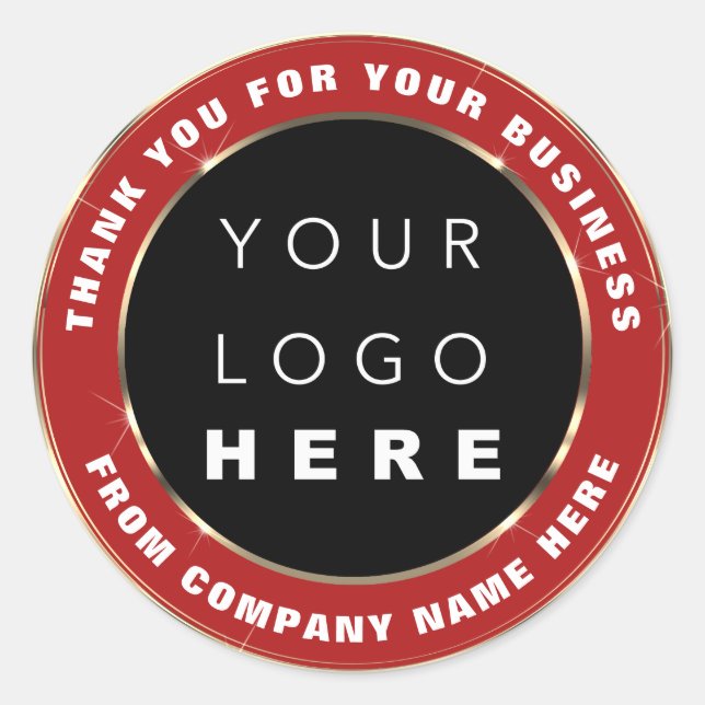 Sticker Rond Logo Nom Web Merci Gold Frame Red Wine (Devant)