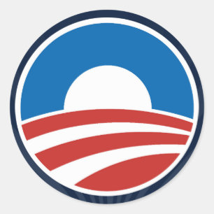 Sticker Rond Logo Obama-O en bleu