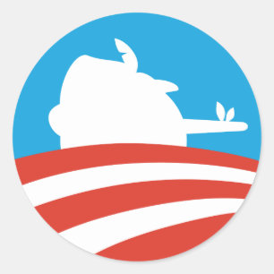 Sticker Rond Logo Obama Pinocchio