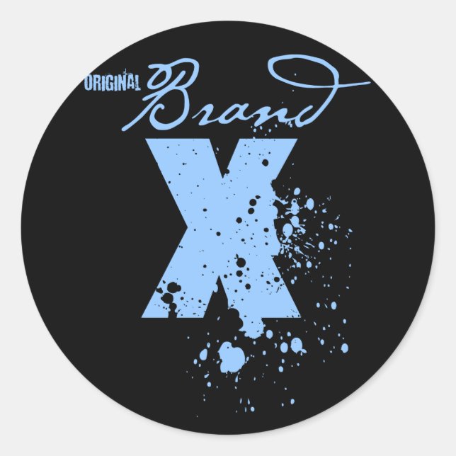 Sticker Rond Logo original de marque X (bleu) (Devant)