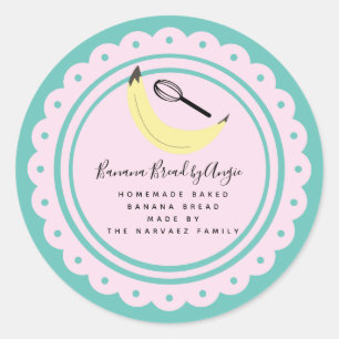Sticker Rond Logo Pain Bananes Entreprise Alimentation Maison S