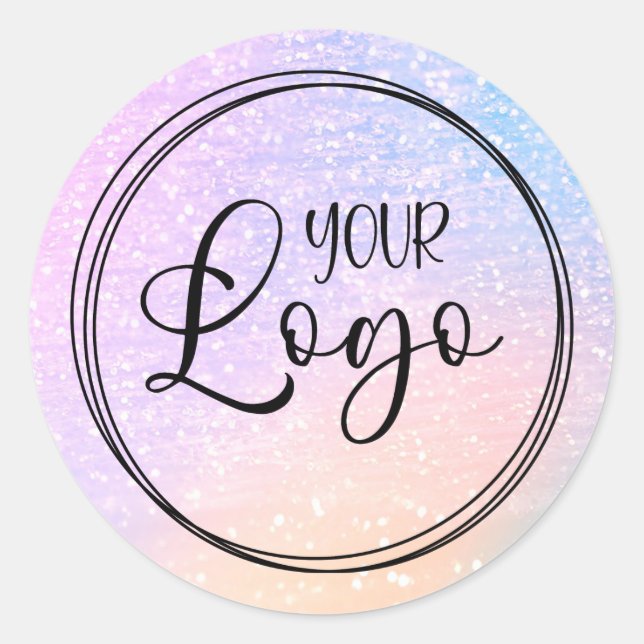 Sticker Rond Logo Pastel Peach Blue Holographic Gradient (Devant)