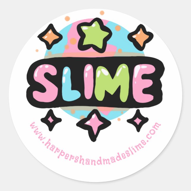 Sticker Rond logo pastel stars slime modèle (Devant)