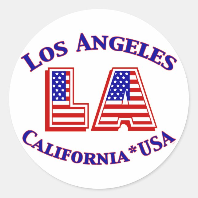 Sticker Rond Logo patriotique Los Angeles USA (Devant)