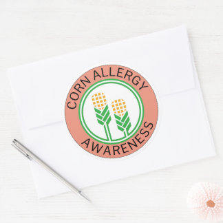 Sticker Rond Logo pêche de sensibilisation à l'allergie au maïs