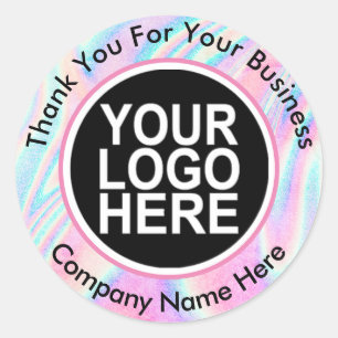 Sticker Rond Logo personnalisé abstrait holographique avec text