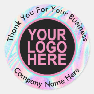 Sticker Rond Logo personnalisé abstrait holographique avec text