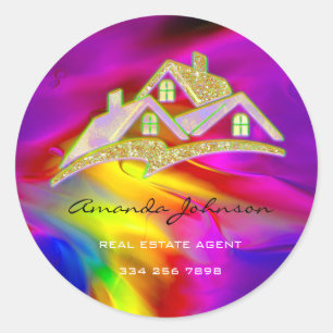Sticker Rond Logo personnalisé Agent immobilier Holographique
