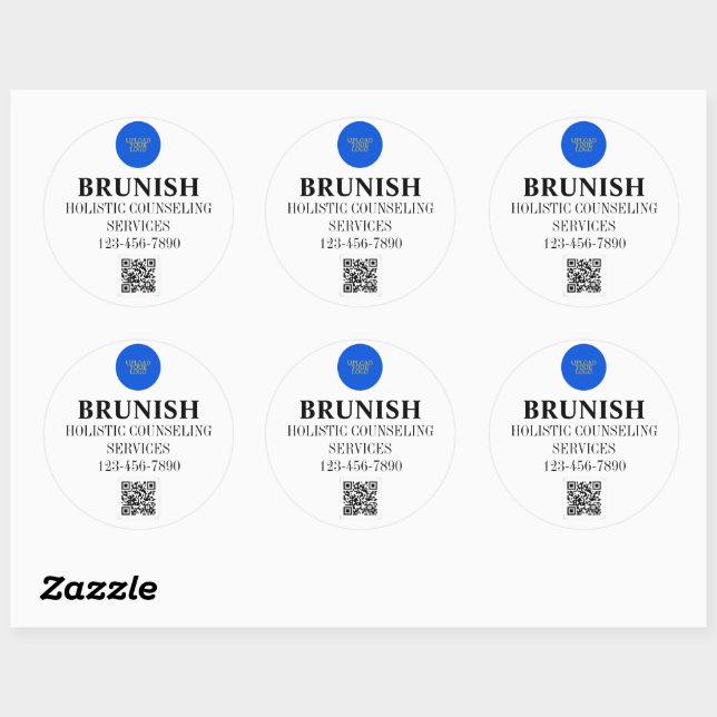 Sticker Rond Logo Personnalisé Et QR (Feuille)